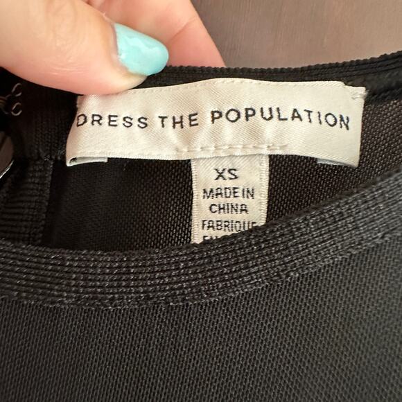DRESS the POPULATION | Black Bodycon Bandage Cocktail Dress  | Size Extra Small - Picture 5 of 8